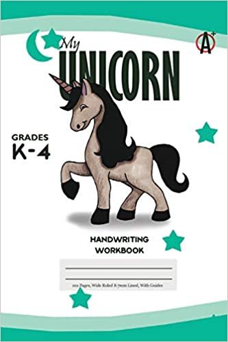 My Unicorn Primary Handwriting k-4 Workbook, 51 Sheets, 6 x 9 Inch Royal Blue Cover indir