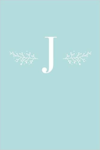indir J: 110 Sketch Pages (6 x 9) | Light Blue Monogram Sketchbook Notebook with a Simple Floral Emblem | Personalized Initial Letter | Monogramed Sketchbook