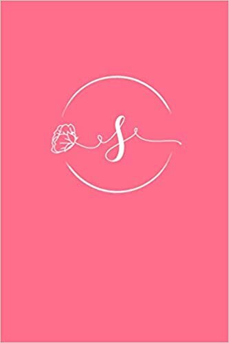 indir S: 110 Sketch Pages (6 x 9) | Bright Pink Monogram Sketch Notebook with a Simple Vintage Floral Rose Design | Personalized Initial Letter Journal for Women and Girls | Pretty Monogramed Sketchbook