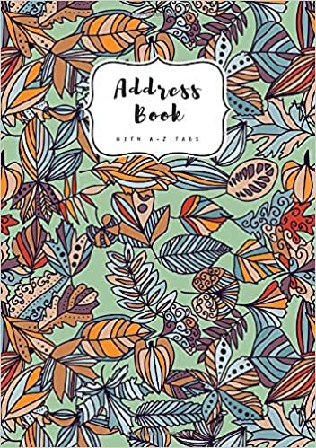 Address Book with A-Z Tabs: A5 Contact Journal Medium | Alphabetical Index | Abstract Hand Draw Floral Design Green