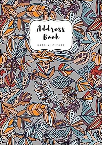 Address Book with A-Z Tabs: A5 Contact Journal Medium | Alphabetical Index | Abstract Hand Draw Floral Design Gray indir
