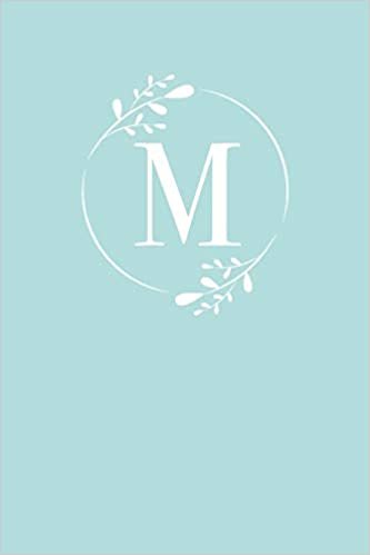 indir M: 110 Sketch Pages (6 x 9) | Light Blue Monogram Sketchbook Notebook with a Simple Floral Emblem | Personalized Initial Letter | Monogramed Sketchbook