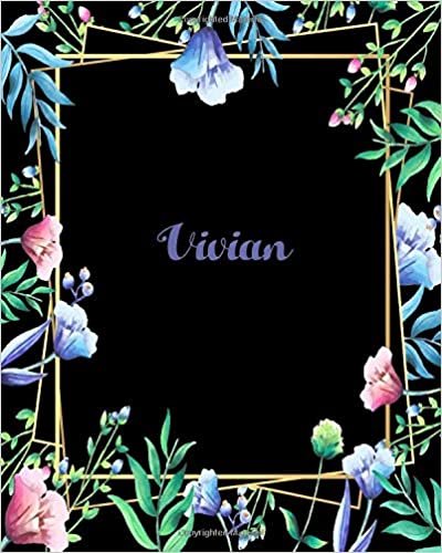 indir Vivian: 110 Pages 8x10 Inches Flower Frame Design Journal with Lettering Name, Journal Composition Notebook, Vivian