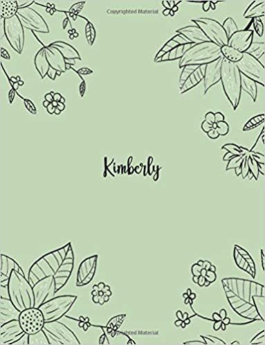 Kimberly: 110 Ruled Pages 55 Sheets 8.5x11 Inches Pencil draw flower Green Design for Notebook / Journal / Composition with Lettering Name, Kimberly indir