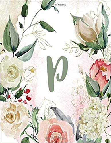 indir Notebook 8.5”x11” Lined, Letter/Initial P, Green Cream Floral Design (Notebook 8.5”x11” Alphabet Series – Letter P, Green Cream Floral Design)
