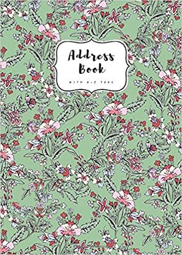 indir Address Book with A-Z Tabs: B6 Contact Journal Small | Alphabetical Index | Fantasy Vintage Floral Design Green
