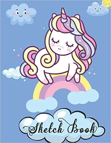 indir Sketch Book: Cute Unicorn Blank Paper Drawing Pad For Boys And Girls To Practice Sketching And Doodling| Unicorn Sketch Book Handwriting Practice Paper For k-3
