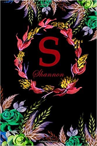 S: Shannon: Shannon Monogrammed Personalised Custom Name Daily Planner / Organiser / To Do List - 6x9 - Letter S Monogram - Black Floral Water Colour Theme