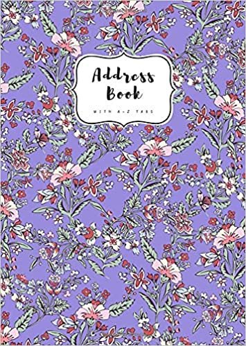 indir Address Book with A-Z Tabs: B6 Contact Journal Small | Alphabetical Index | Fantasy Vintage Floral Design Blue-Violet