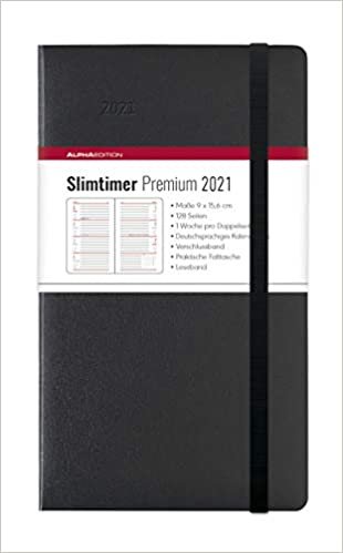 indir Slimtimer Premium Black 2021 - Taschenplaner: mit Falttasche und Verschlussband