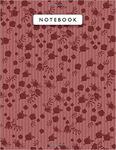 indir Notebook Dark Red Color Mini Vintage Rose Flowers Small Lines Patterns Cover Lined Journal: Journal, 110 Pages, 8.5 x 11 inch, Planning, 21.59 x 27.94 cm, College, Work List, Wedding, Monthly, A4