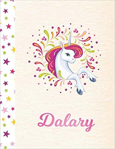 Dalary: Unicorn Personalized Custom K-2 Primary Handwriting Pink Blank Practice Paper for Girls, 8.5 x 11, Mid-Line Dashed Learn to Write Writing Pages indir
