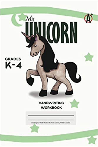 My Unicorn Primary Handwriting k-4 Workbook, 51 Sheets, 6 x 9 Inch, White Cover indir