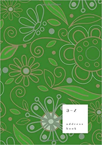 indir A-Z Address Book: B5 Medium Notebook for Contact and Birthday | Journal with Alphabet Index | Hand-Drawn Flower Cover Design | Green