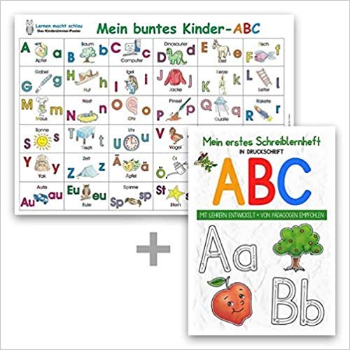 indir Mein buntes Kinder-ABC-Set in Druckschrift: Lernposter DINA 3 laminiert + Schreiblernheft DINA 4 auf 120g Zeichenkarton