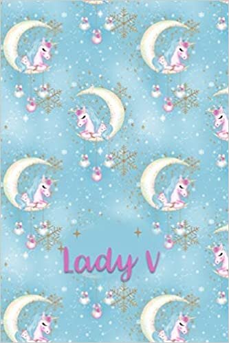 indir Lady V: Dot Grid Journal with Her Unicorn Name/Initial with Christmas Theme