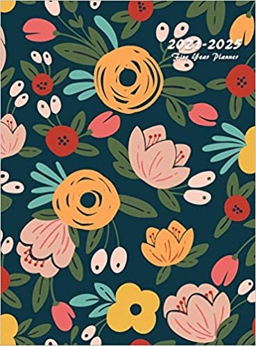indir 2021-2025 Five Year Planner: 60-Month Schedule Organizer 8.5 x 11 with Floral Cover (Volume 7 Hardcover)