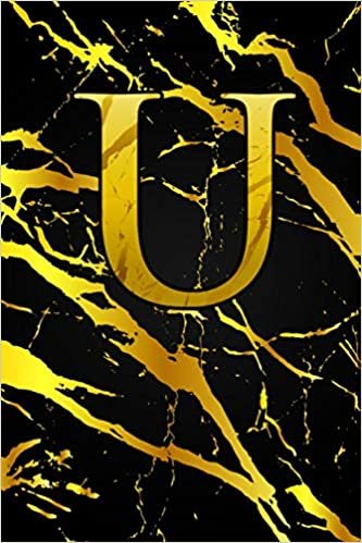 U: Letter U Monogram Initials Black & Gold Marble Notebook & Journal indir
