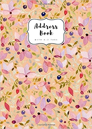 Address Book with A-Z Tabs: A4 Contact Journal Jumbo | Alphabetical Index | Large Print | Watercolor Floral Pattern Design Orange indir