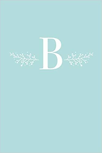 indir B: 110 Sketch Pages (6 x 9) | Light Blue Monogram Sketchbook Notebook with a Simple Floral Emblem | Personalized Initial Letter | Monogramed Sketchbook