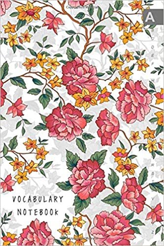 Vocabulary Notebook: 6x9 Notebook 3 Columns Medium | A-Z Alphabetical Sections | Vintage Colorful Flower Shadow Design White indir