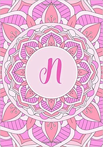 indir N: Monogram Initial Journal/Notebook - Personalized Gift for Women, Girls, Coworkers, Yogis - Pink Orange Mandala
