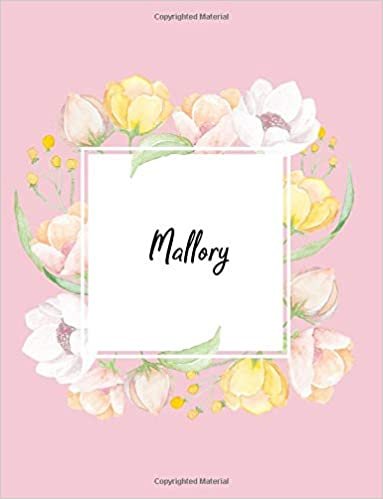 indir Mallory: 110 Ruled Pages 55 Sheets 8.5x11 Inches Water Color Pink Blossom Design for Note / Journal / Composition with Lettering Name,Mallory
