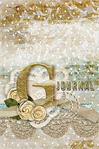 indir G Journal: Letter G Initial Monogram Lined Notebook - Flower and Heart Cream