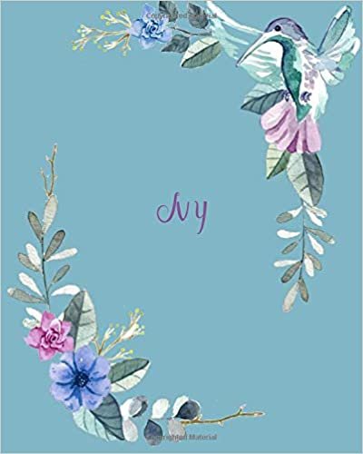 indir Ivy: 110 Pages 8x10 Inches Classic Blossom Blue Design with Lettering Name for Journal, Composition, Notebook and Self List, Ivy