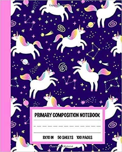 Primary composition notebook cute unicorn journal grades k-2 for Kids girls kindergarten Children: Write and draw school preschool primary story ... drawing and writing primary Composition Book indir