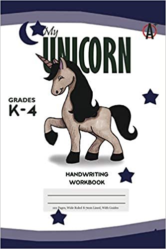 My Unicorn Primary Handwriting k-4 Workbook, 51 Sheets, 6 x 9 Inch Blue Cover indir