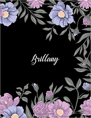indir Brittany: 110 Ruled Pages 55 Sheets 8.5x11 Inches Climber Flower on Background Design for Note / Journal / Composition with Lettering Name,Brittany