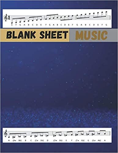ダウンロード  Blank Sheet Music Treble Clef Music Paper Blue background, night, rain, wallpaper cover, 100 pages - Large(8.5 x 11 inches) 本