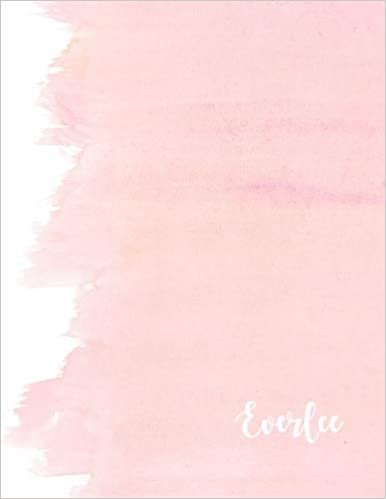 Everlee: 110 Ruled Pages 55 Sheets 8.5x11 Inches Pink Brush Design for Note / Journal / Composition with Lettering Name,Everlee