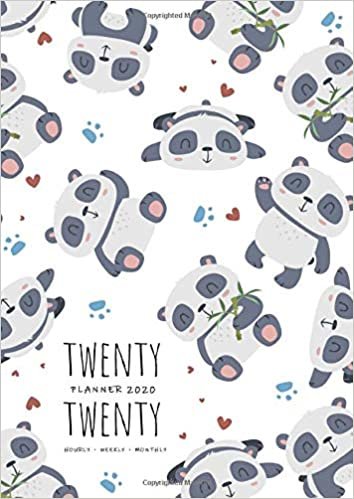 Twenty Twenty, Planner 2020 Hourly Weekly Monthly: A4 Large Notebook Organizer with Hourly Time Slots | Jan to Dec 2020 | Cute Panda Cartoon Design White indir
