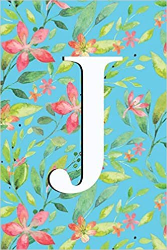 indir J: Cuaderno lindo para mujeres y niñas, azul floral 6 x 9