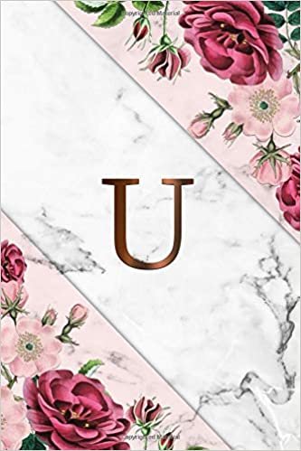 U: Cute Initial Monogram Letter U College Ruled Notebook. Pretty Girly Personalized Name Journal & Diary with Medium Lined Pages for Writing & Notes - Nifty Baby Pink Marble & Gold Floral Print indir