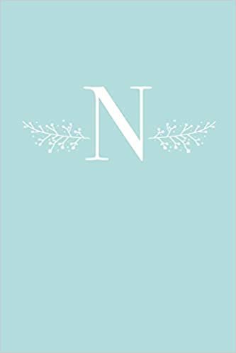 N: 110 Sketch Pages (6 x 9) | Light Blue Monogram Sketchbook Notebook with a Simple Floral Emblem | Personalized Initial Letter | Monogramed Sketchbook indir