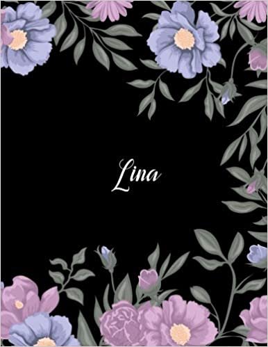 indir Lina: 110 Ruled Pages 55 Sheets 8.5x11 Inches Climber Flower on Background Design for Note / Journal / Composition with Lettering Name,Lina