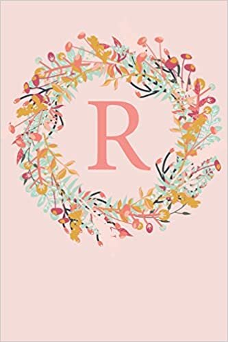 indir R: A Simple Pink Floral Wreath Monogram Sketchbook | 110 Sketchbook Pages (6 x 9) | Floral Watercolor Monogram Sketch Notebook | Personalized Initial Letter Journal | Monogramed Sketchbook
