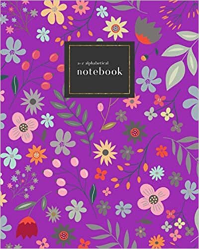 indir A-Z Alphabetical Notebook: 8x10 Large Ruled-Journal with A-Z Alphabetical Labels | illustrated Floral Berry Plant Cover Design | Purple