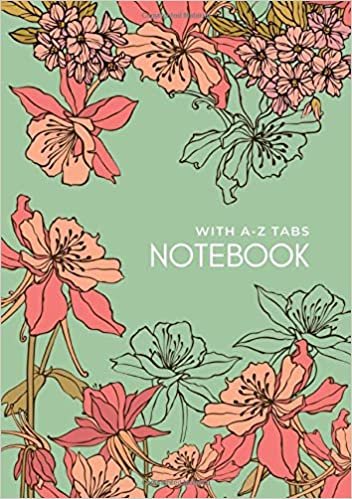 indir Notebook with A-Z Tabs: B5 Lined-Journal Organizer Medium with Alphabetical Section Printed | Drawing Beautiful Flower Design Green