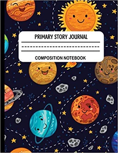 indir primary story journal composition book: Dotted Midline and Picture Space | Grades K-2 Composition School Exercise Book | Outer Space galaxy
