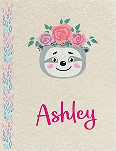 indir Ashley: Personalized Sloth Primary Composition Notebook for girls with pink Name: handwriting practice paper for Kindergarten to 2nd Grade Elementary ... composition books k 2, 8.5x11 in, 110 pages )