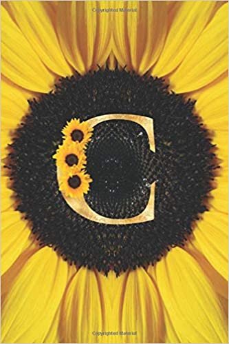 C: Monogram Monogrammed Letter c Initial alphabetical Floral sunflower Gold Notebook Blank Writing Lined Journal for Notes | cute Personalized Book Gifts for Women and Girls Small 6 x 9 indir