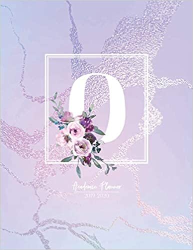 Academic Planner 2019-2020: Purple Pink and Blue Matte Iridescent with Flowers Monogram Letter O Academic Planner July 2019 - June 2020 for Students, Moms and Teachers (School and College) indir