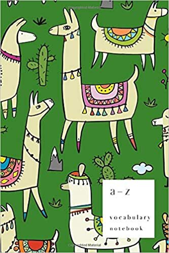 indir A-Z Vocabulary Notebook: 4x6 Small Journal 2 Columns with Alphabet Index | Tribal Llama Family Cover Design | Green