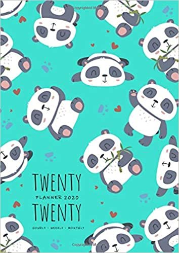 Twenty Twenty, Planner 2020 Hourly Weekly Monthly: A4 Large Notebook Organizer with Hourly Time Slots | Jan to Dec 2020 | Cute Panda Cartoon Design Turquoise indir
