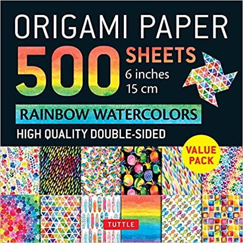 تحميل Origami Paper 500 sheets Rainbow Watercolors 6&quot; (15 cm): Tuttle Origami Paper: Double-Sided Origami Sheets Printed with 12 Different Designs (Instructions for 5 Projects Included)