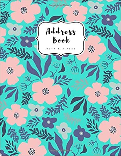 indir Address Book with A-Z Tabs: A4 Contact Journal Jumbo | Alphabetical Index | Large Print | Cute Illustration Flower Design Turquoise